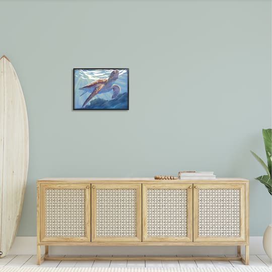 Stupell Industries Deep Ocean Sea Turtle Framed Giclee Art